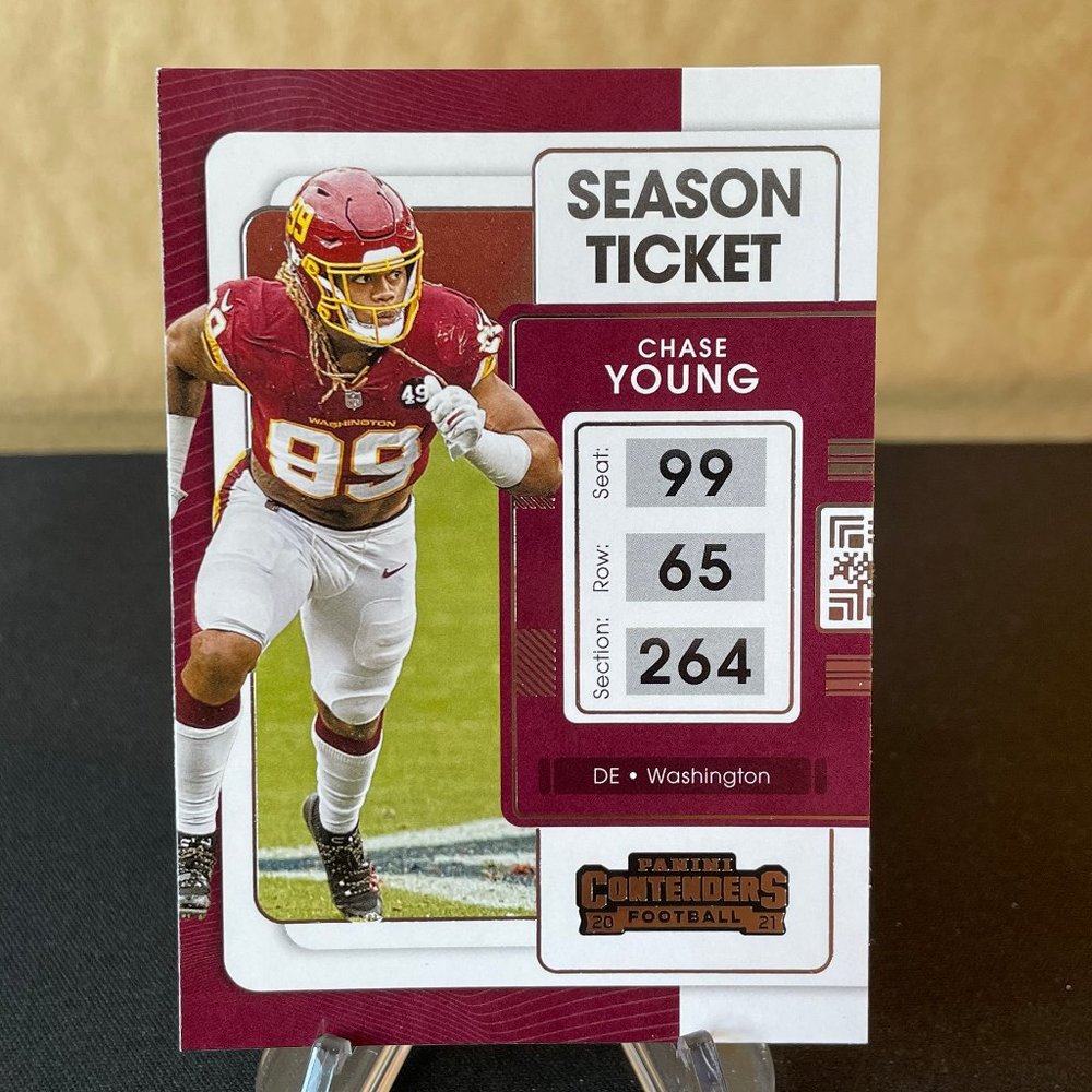 2021 Chase Young Panini Contenders Season Ticket Card #100 Washington Commanders